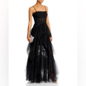 BCBGMaxAzria Black Strapless Tulle Dress